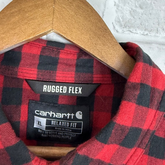Carhartt Rugged Flex Buffalo Check Relaxed Fit Button up Flannel Shirt Mens XL - Picture 3 of 9